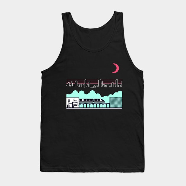 Cyberpunk Train Station Tank Top by Zeatt_